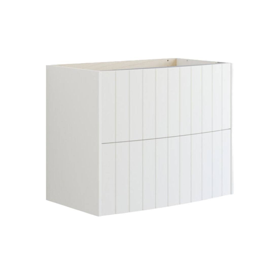 Vanity unit with 2 drawers, curved and grooved front