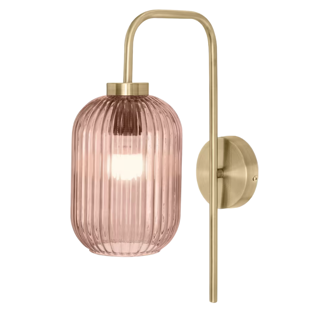 Briz Antique Brass Wall Lamp in Pink