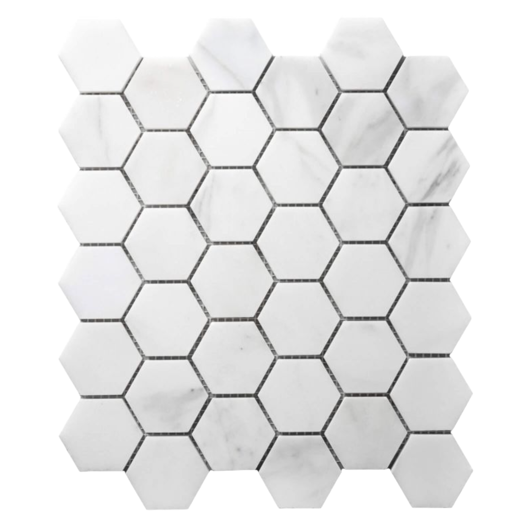 Calacatta Marble Hexagon Mosaic Tiles