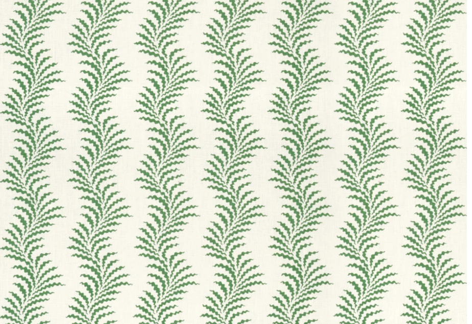 Scrolling Fern Silhouette – Emerald – Ivory Linen