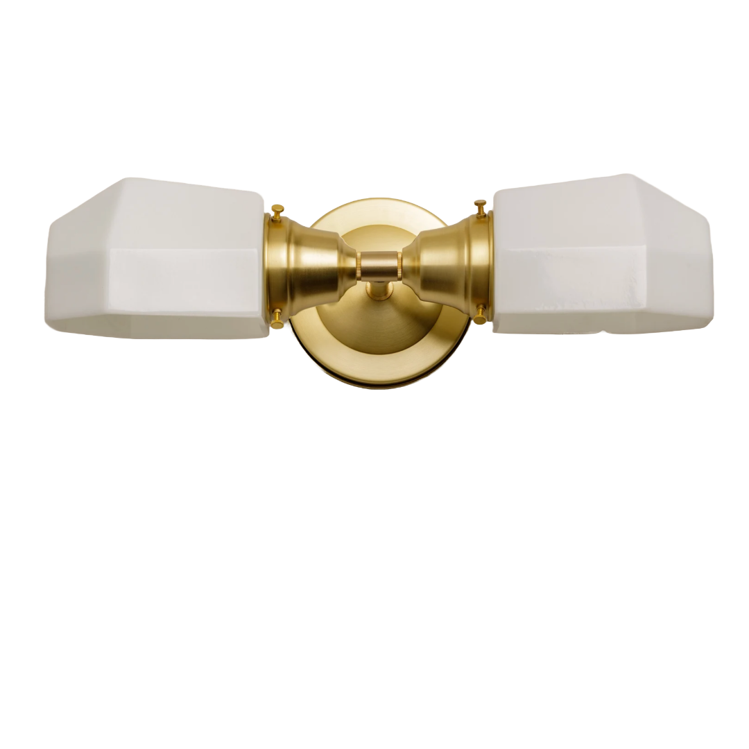 Geometric Kitchen Light Bathroom Fixture Wall Sconce with white Art Deco White Glass Shades