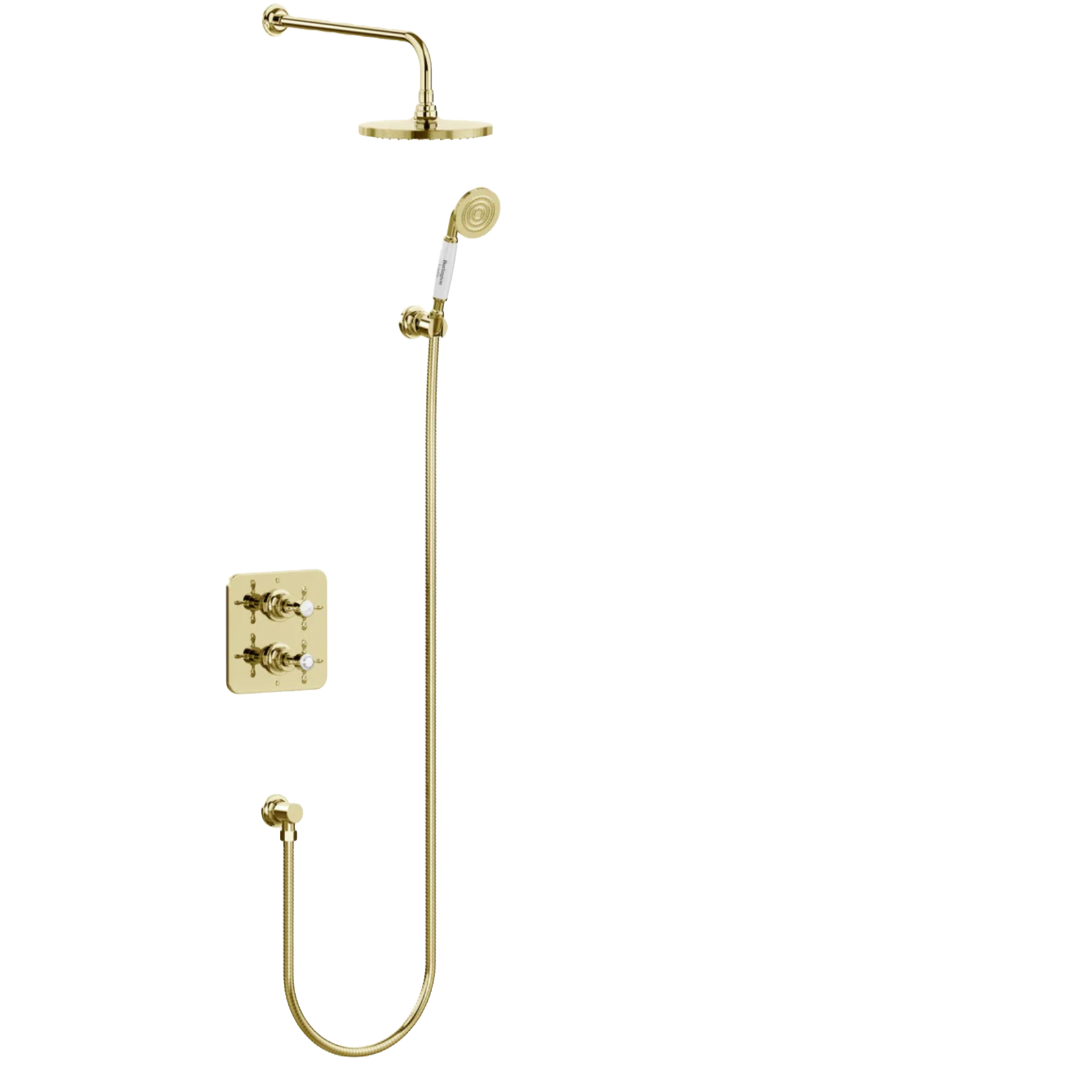 Guild Thermostatic Dual Outlet Shower Valve with Shower Handset and Overhead 