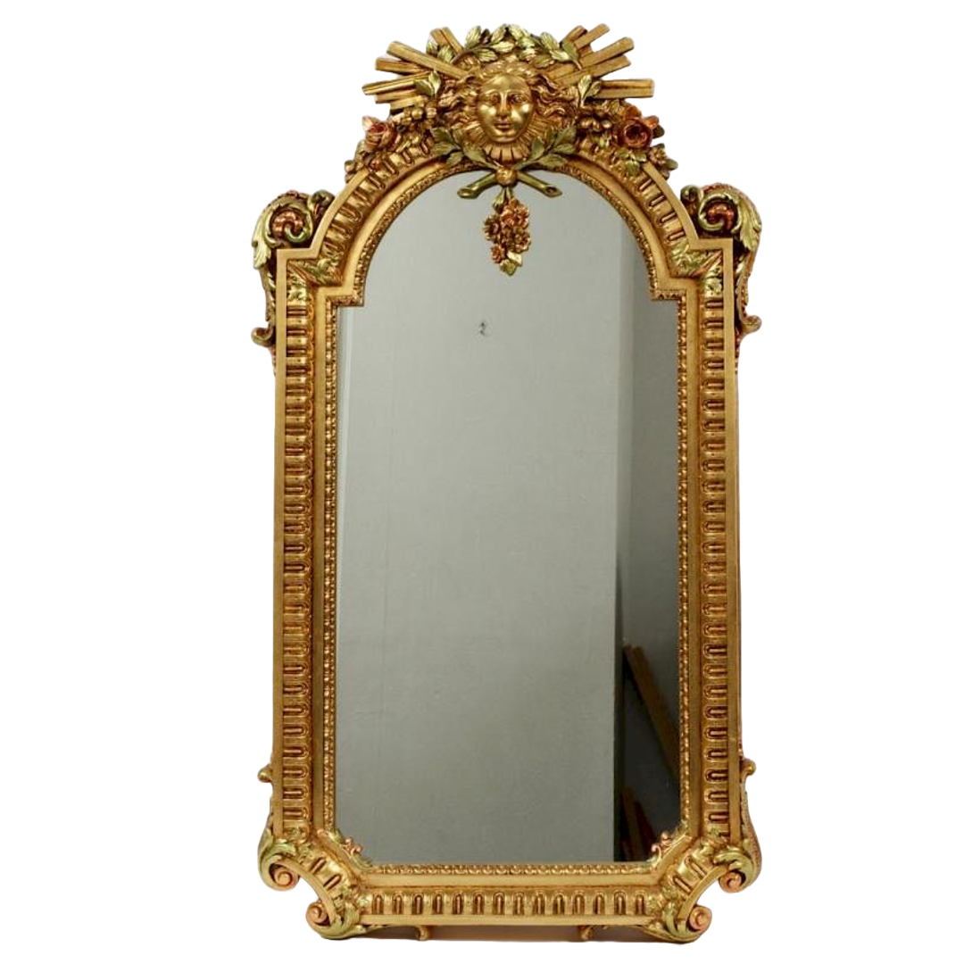 ‘maiden head’ Louis XIV style gilded mirror
