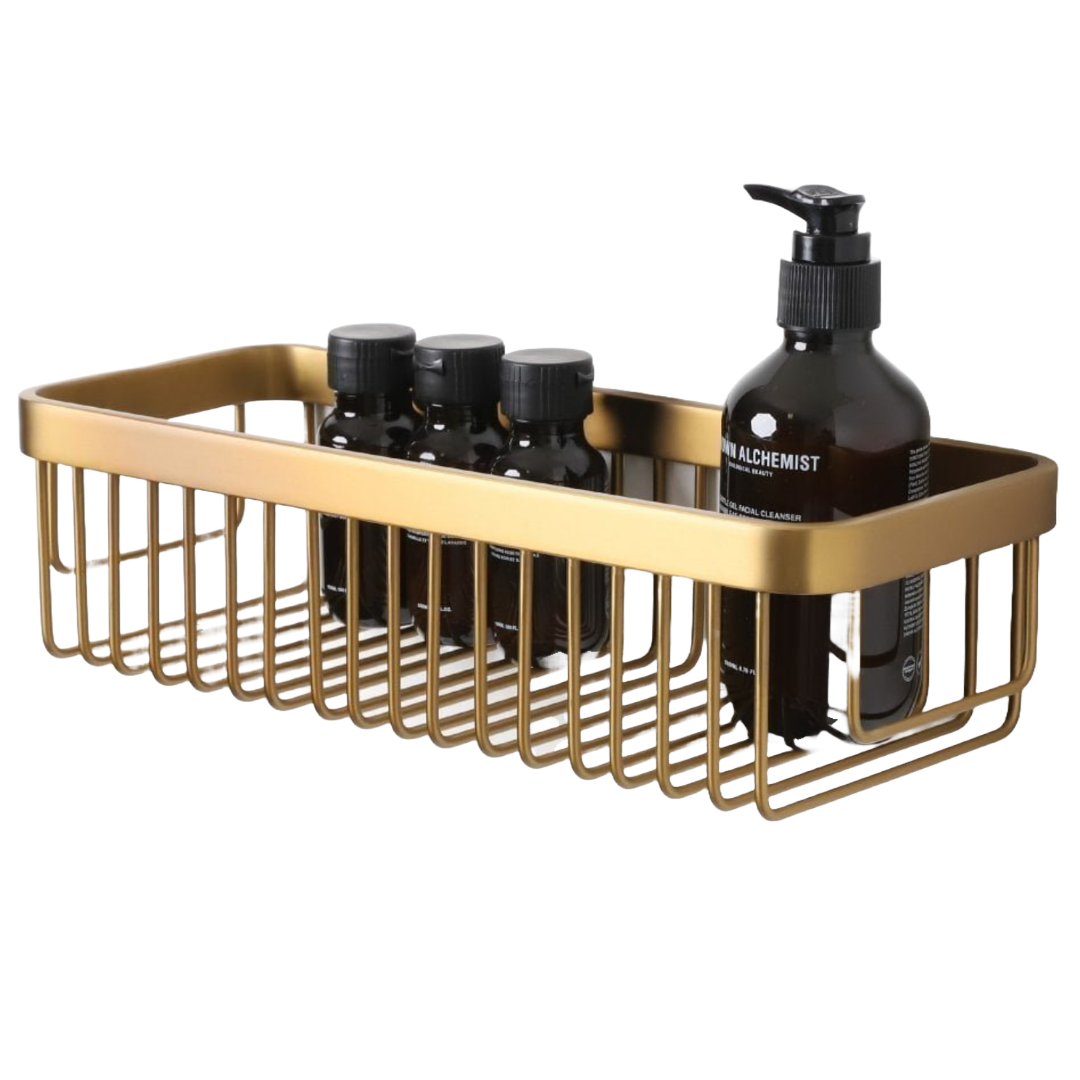 Luxe Brushed Gold Large Shower Storage Basket