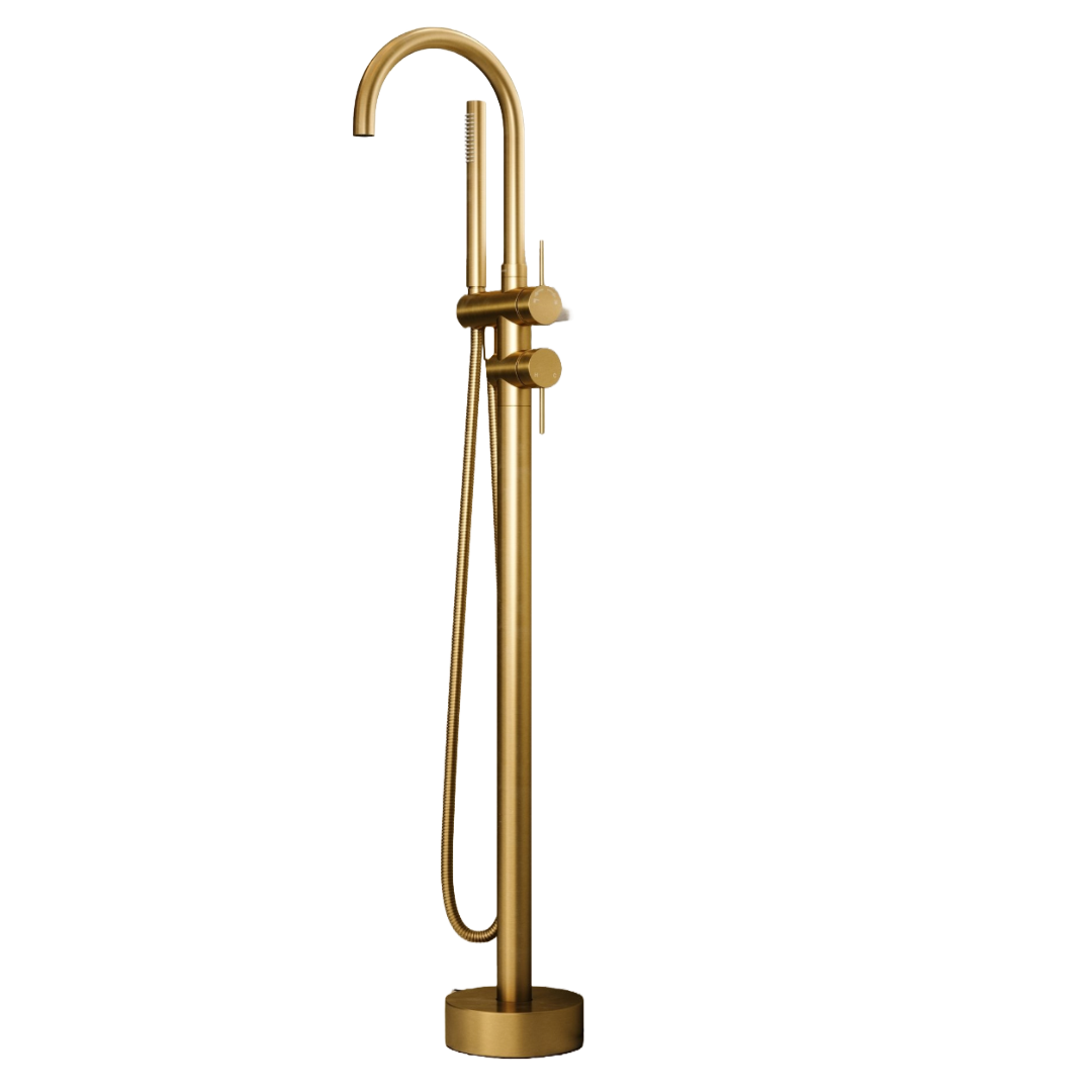 Luxe Brushed Gold Floorstanding Bath Shower Mixer Tap