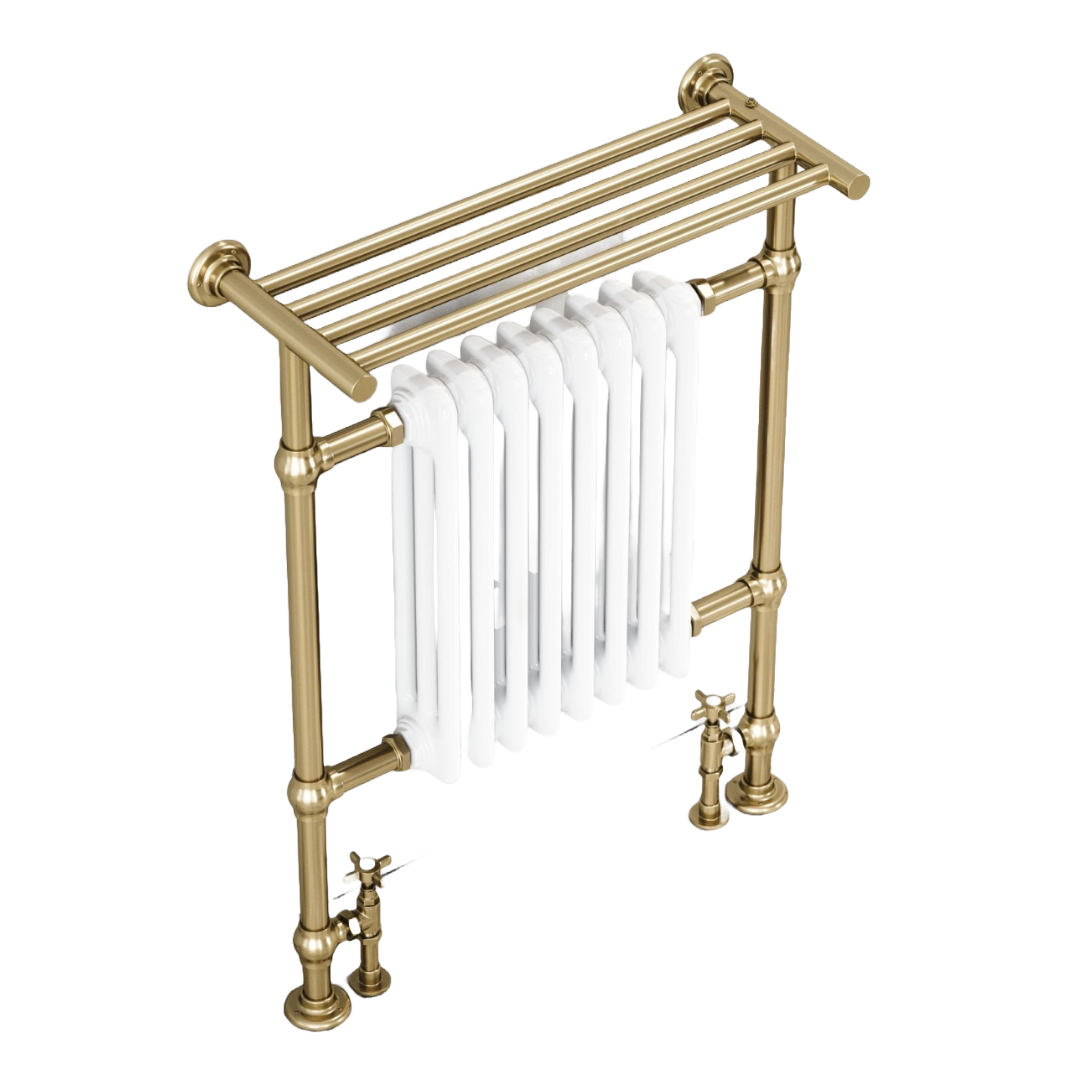 Blenheim Floor Mounted Traditional Towel Warmer Radiator Brushed Gold